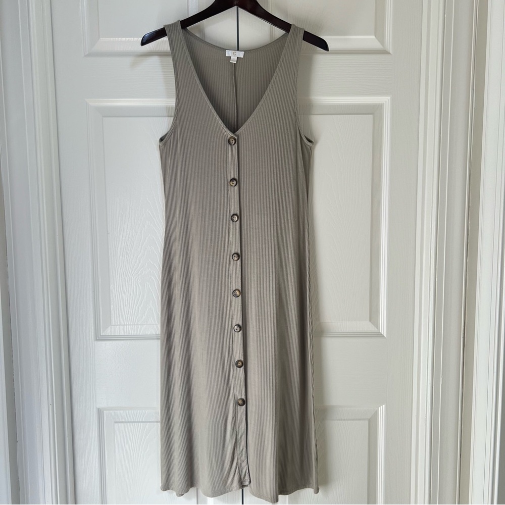 Charming Charlie Sleeveless Button-Front Maxi Dress in Light Sage Green Size S
